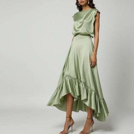 Sustainable Viscose Fluid Satin - Celadon - Mood Exclusive Elliana Collection