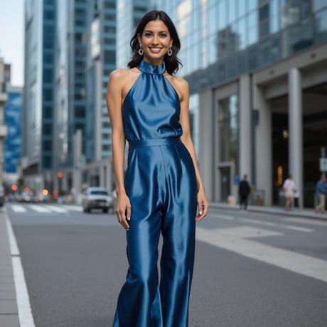 Sustainable Viscose Fluid Satin - Blue - Mood Exclusive Elliana Collection