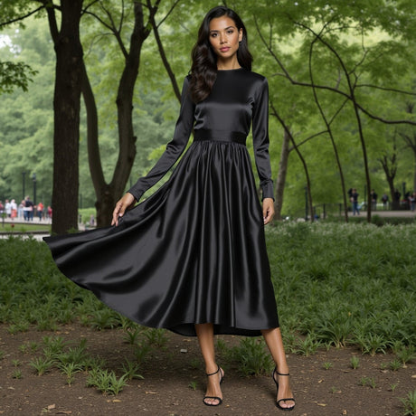 Sustainable Viscose Fluid Satin - Black - Mood Exclusive Elliana Collection