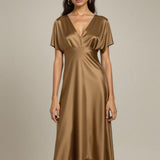 Sustainable Viscose Fluid Satin - Camel - Mood Exclusive Elliana Collection