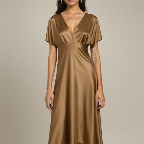 Sustainable Viscose Fluid Satin - Camel - Mood Exclusive Elliana Collection