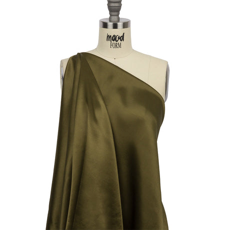 Sustainable Viscose Fluid Satin - Olive Green - Mood Exclusive Elliana Collection