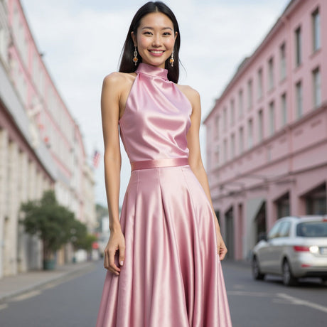 Sustainable Viscose Fluid Satin - Pink - Mood Exclusive Elliana Collection