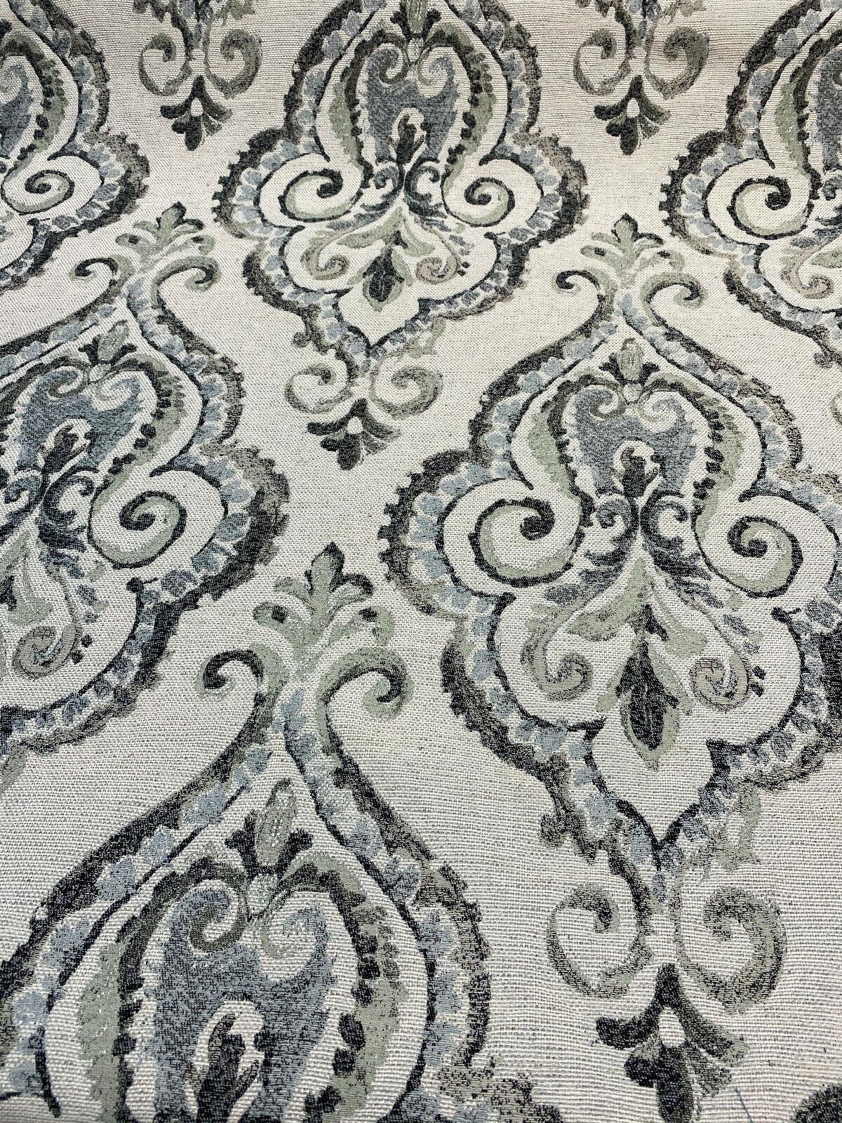 Shamaris Marsh Antique Damask Chenille Upholstery Fabric - Beige, Damask Pattern, 57" Width (1 Yard)