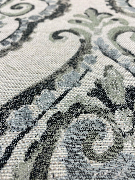 Shamaris Marsh Antique Damask Chenille Upholstery Fabric - Beige, Damask Pattern, 57" Width (1 Yard)