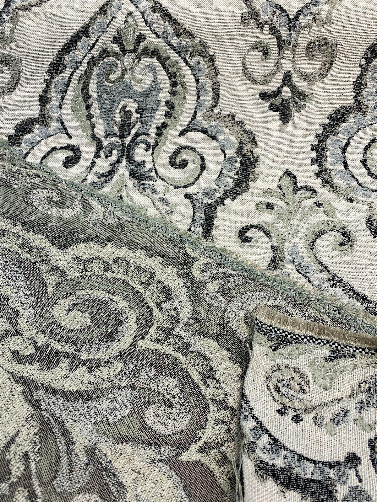 Shamaris Marsh Antique Damask Chenille Upholstery Fabric - Beige, Damask Pattern, 57" Width (1 Yard)