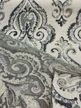 Shamaris Marsh Antique Damask Chenille Upholstery Fabric - Beige, Damask Pattern, 57" Width (1 Yard)