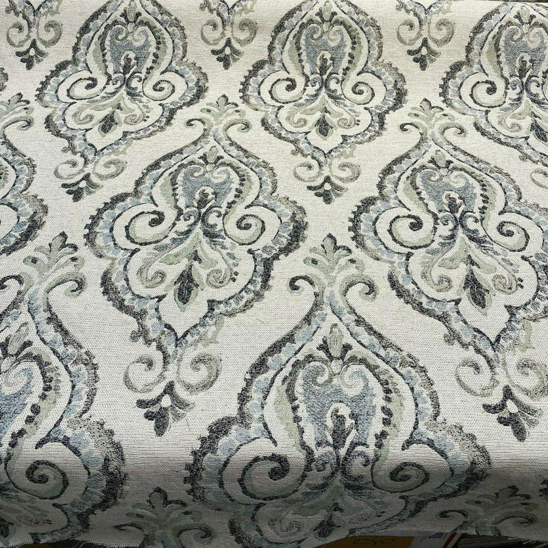Shamaris Marsh Antique Damask Chenille Upholstery Fabric - Beige, Damask Pattern, 57" Width (1 Yard)