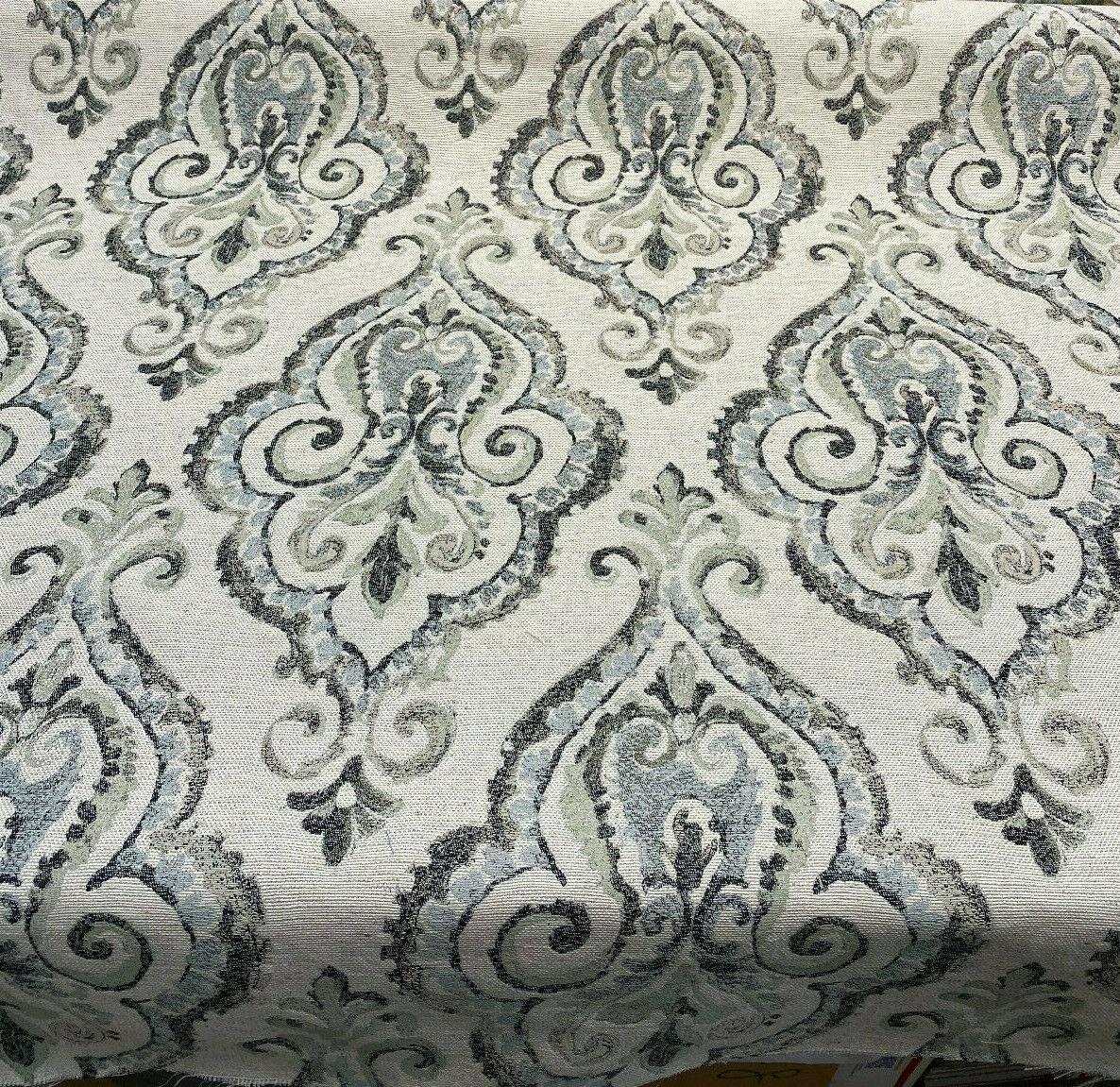Shamaris Marsh Antique Damask Chenille Upholstery Fabric - Beige, Damask Pattern, 57" Width (1 Yard)