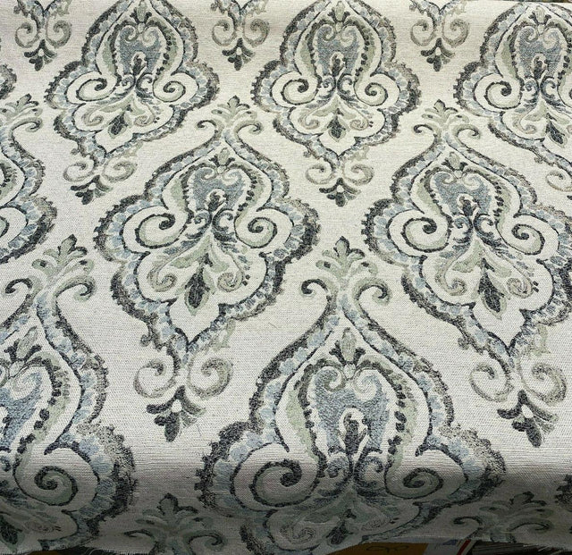 Shamaris Marsh Antique Damask Chenille Upholstery Fabric - Beige, Damask Pattern, 57" Width (1 Yard)
