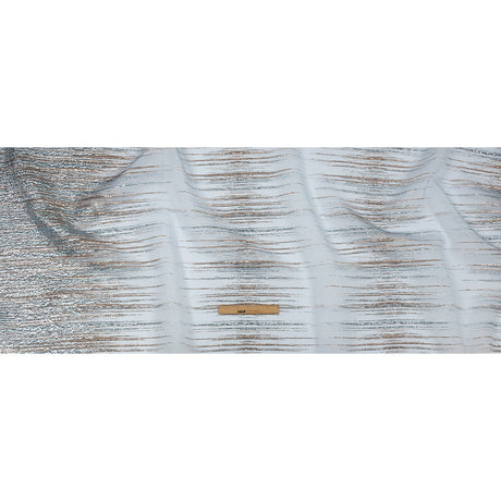 Metallic Rose Gold and Sky Blue Striated Lines Luxury Burnout Brocade