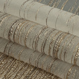 Metallic Gold and Beige Striated Lines Luxury Burnout Brocade