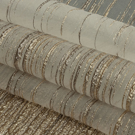 Metallic Gold and Beige Striated Lines Luxury Burnout Brocade