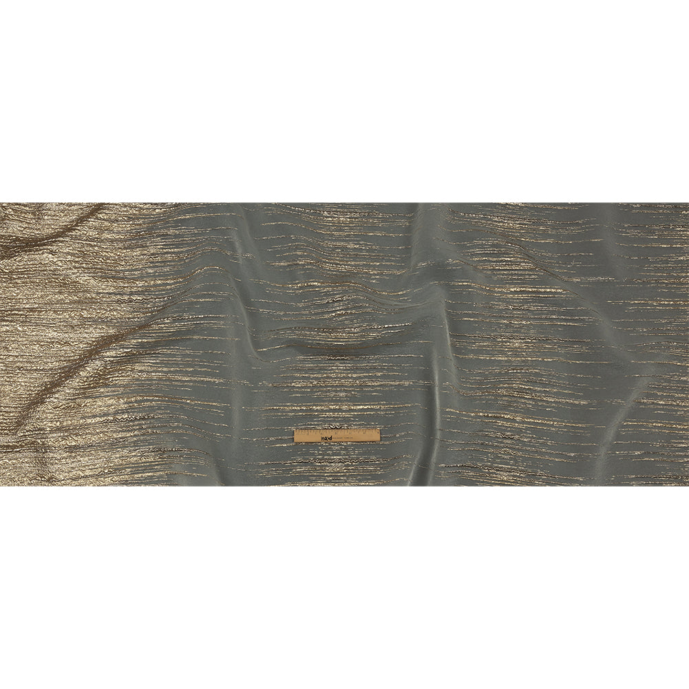 Metallic Gold and Beige Striated Lines Luxury Burnout Brocade