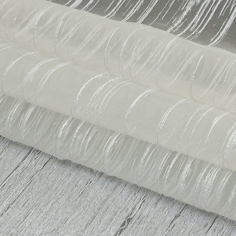 Metallic White Striated Lines Luxury Burnout Brocade
