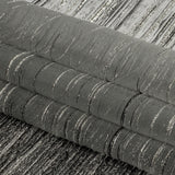 Metallic Black and Silver Striated Lines Luxury Burnout Brocade