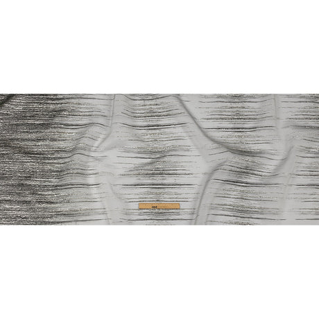 Metallic Black and Silver Striated Lines Luxury Burnout Brocade
