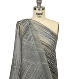 Metallic Black and Silver Striated Lines Luxury Burnout Brocade