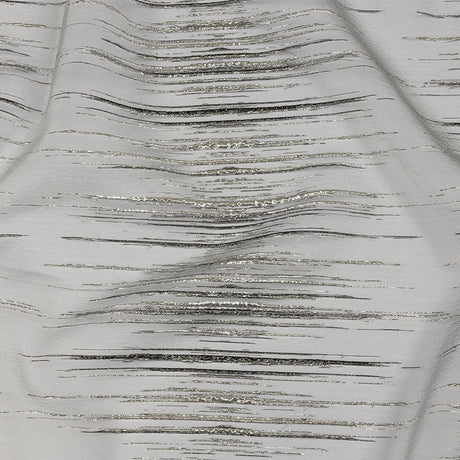 Metallic Black and Silver Striated Lines Luxury Burnout Brocade