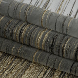 Metallic Black and Gold Striated Lines Luxury Burnout Brocade