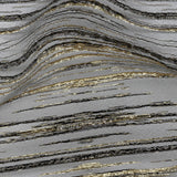 Metallic Black and Gold Striated Lines Luxury Burnout Brocade