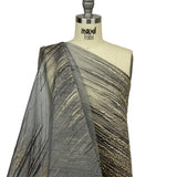 Metallic Black and Gold Striated Lines Luxury Burnout Brocade