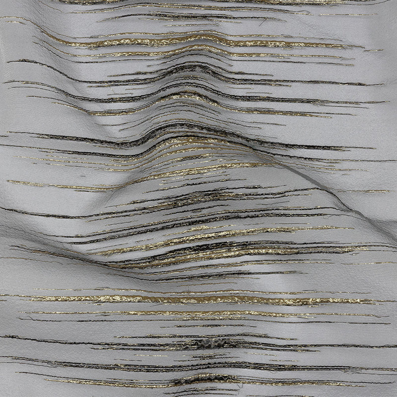Metallic Black and Gold Striated Lines Luxury Burnout Brocade