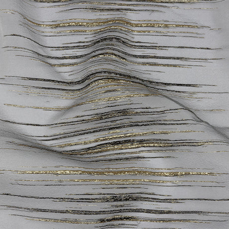Metallic Black and Gold Striated Lines Luxury Burnout Brocade