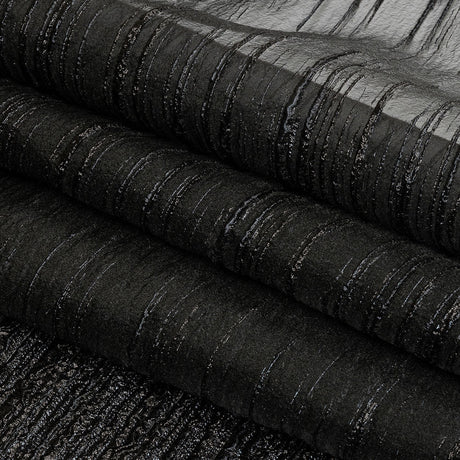 Metallic Black Striated Lines Luxury Burnout Brocade