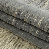 Metallic Gold and Black Striated Luxury Burnout Plisse Brocade with Scalloped Edges