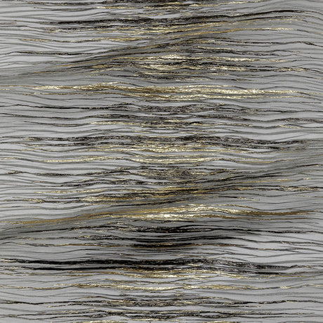 Metallic Gold and Black Striated Luxury Burnout Plisse Brocade with Scalloped Edges