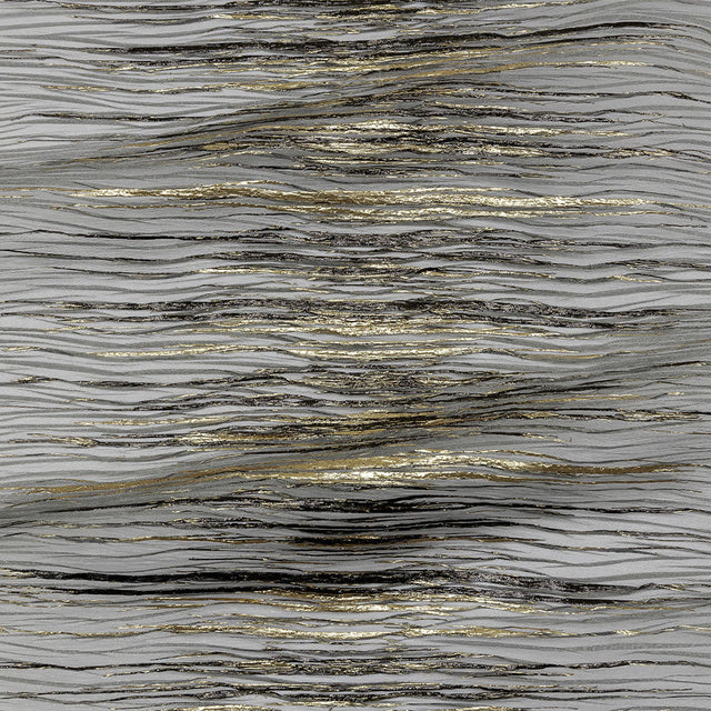 Metallic Gold and Black Striated Luxury Burnout Plisse Brocade with Scalloped Edges