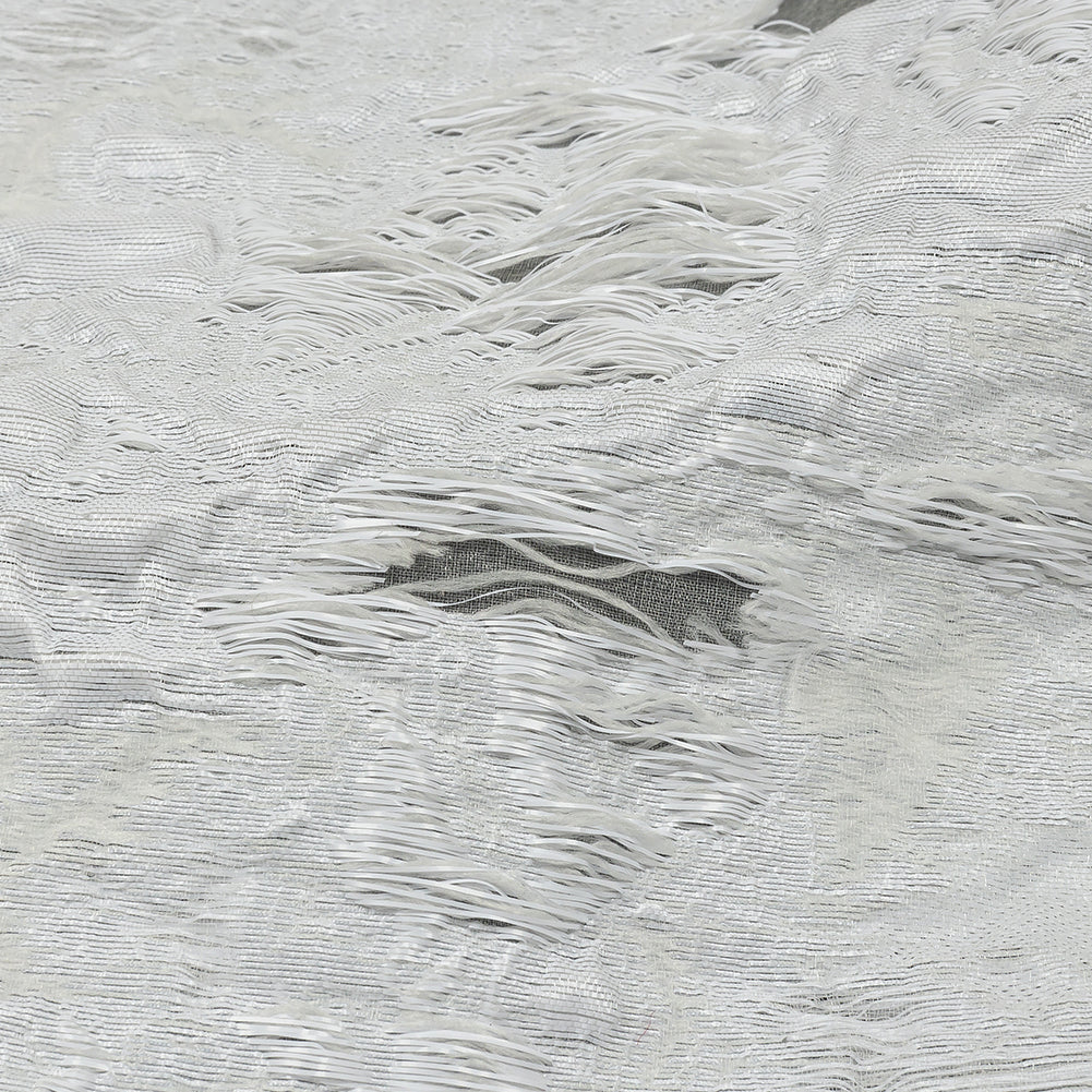 Metallic White Abstract Luxury Burnout Brocade