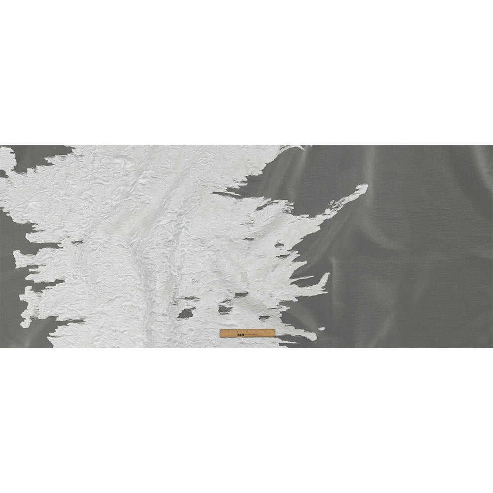Metallic White Abstract Luxury Burnout Brocade