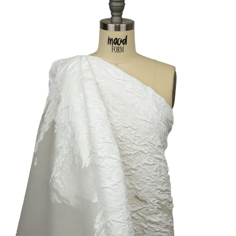 Metallic White Abstract Luxury Burnout Brocade
