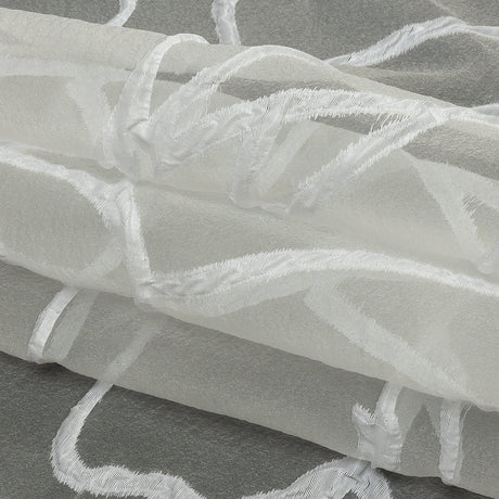 Metallic White Abstract Lines Luxury Burnout Brocade