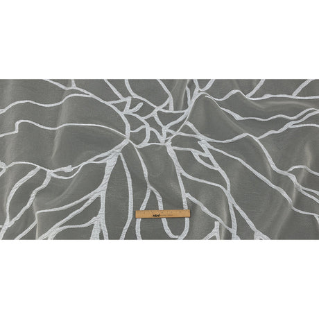 Metallic White Abstract Lines Luxury Burnout Brocade