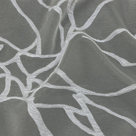 Metallic White Abstract Lines Luxury Burnout Brocade