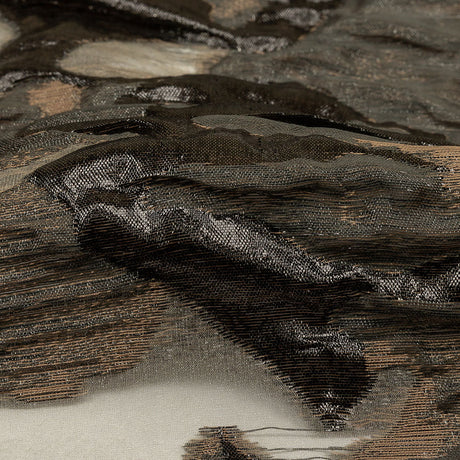 Metallic Bronze Medal and Black Floral Luxury Burnout Brocade Panel
