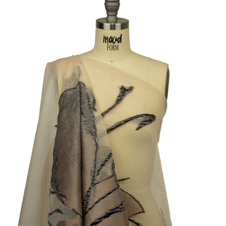 Metallic Bronze Medal and Black Floral Luxury Burnout Brocade Panel