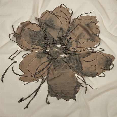 Metallic Bronze Medal and Black Floral Luxury Burnout Brocade Panel