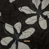 Metallic Black and Violet Femme Oversized Flowers Luxury Burnout Brocade