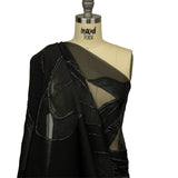 Metallic Black and Violet Femme Oversized Flowers Luxury Burnout Brocade