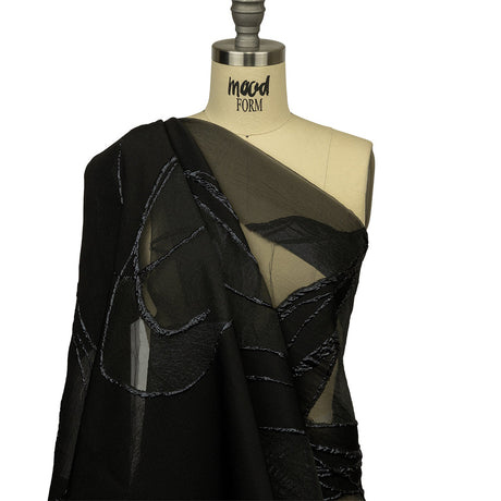 Metallic Black and Violet Femme Oversized Flowers Luxury Burnout Brocade