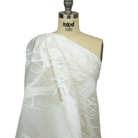 Metallic White Abstract Splatters Luxury Burnout Brocade