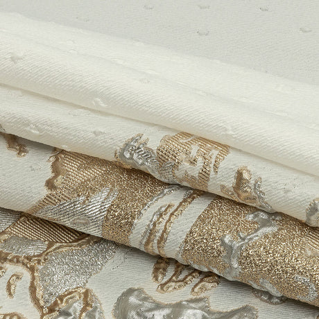 Metallic White and Habanero Gold Spotted and Splattered Luxury Brocade