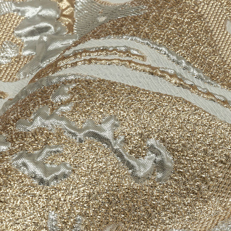 Metallic White and Habanero Gold Spotted and Splattered Luxury Brocade