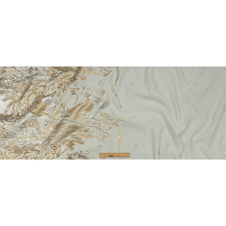 Metallic White and Habanero Gold Spotted and Splattered Luxury Brocade