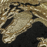 Metallic Golden Mist and Black Spotted and Splattered Luxury Brocade