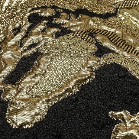 Metallic Golden Mist and Black Spotted and Splattered Luxury Brocade